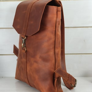 Slim Leather Backpack: Free Personalized Laptop Rucksack with Flap