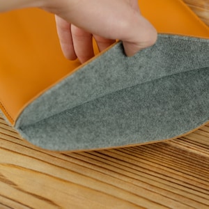 Leather sleeve for MacBook Air 13 M1 chip, 16  inch Laptop Case, 14 inch Macbook Pro Sleeve, MacBook Pro 13 2024, Felt laptop sleeve