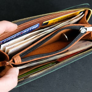 Vintage Leather Zippered Wallet: Handmade Long Wallet, Free Personalization