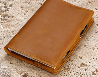 Personalization Leather notebook cover, Vintage journal case A6, Planner Cover A5 B6 A4 B5, Custom Size, Corporate Gifts with Logo