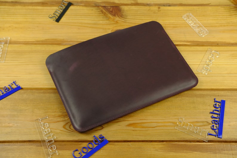 Personalized Leather Sleeve for MacBook, MacBook 2020 Case, 16 inch Laptop Case, MacBook Pro 13 2020 Cover, Slim Leather Laptop Cover Purple