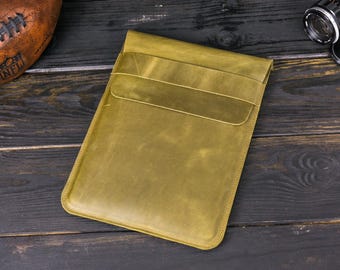 Leather MacBook Sleeve with Tuck Flap, Personalized Case for MacBook Air Pro Neo