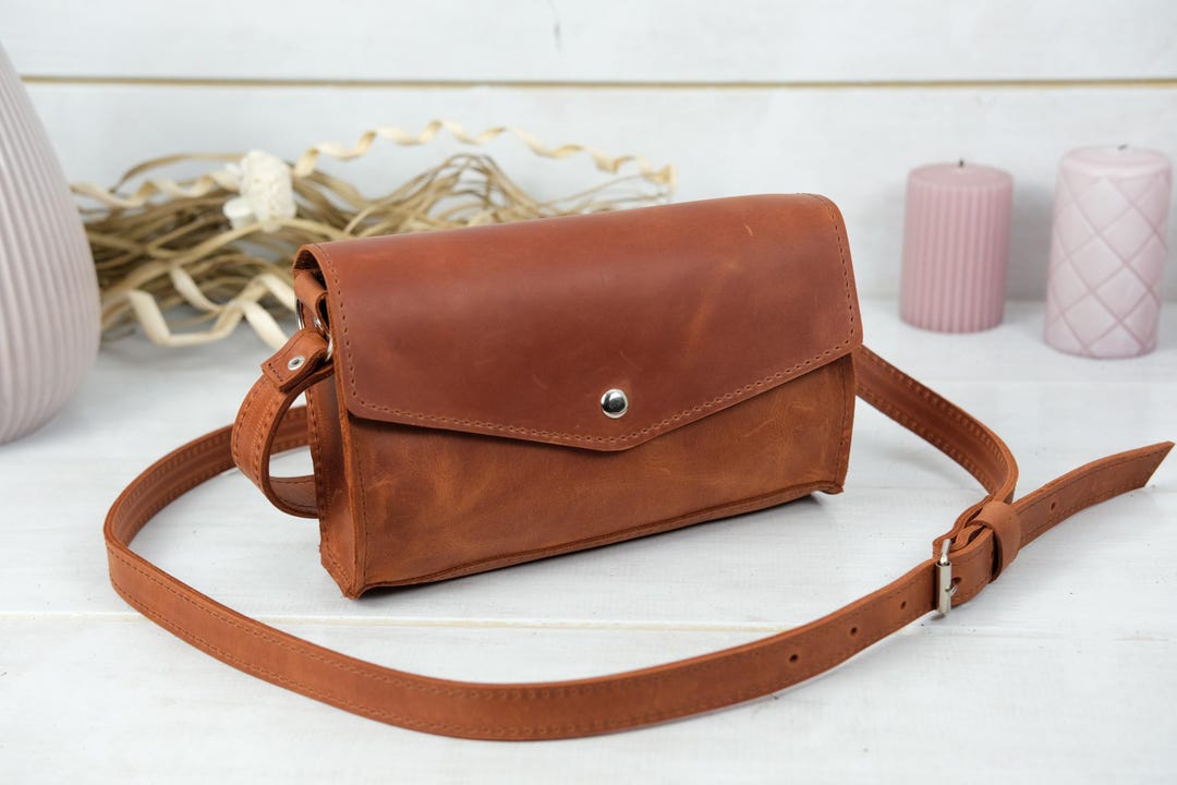 Buy Small Leather Shoulder Bag: Geometric Box Purse Online in India