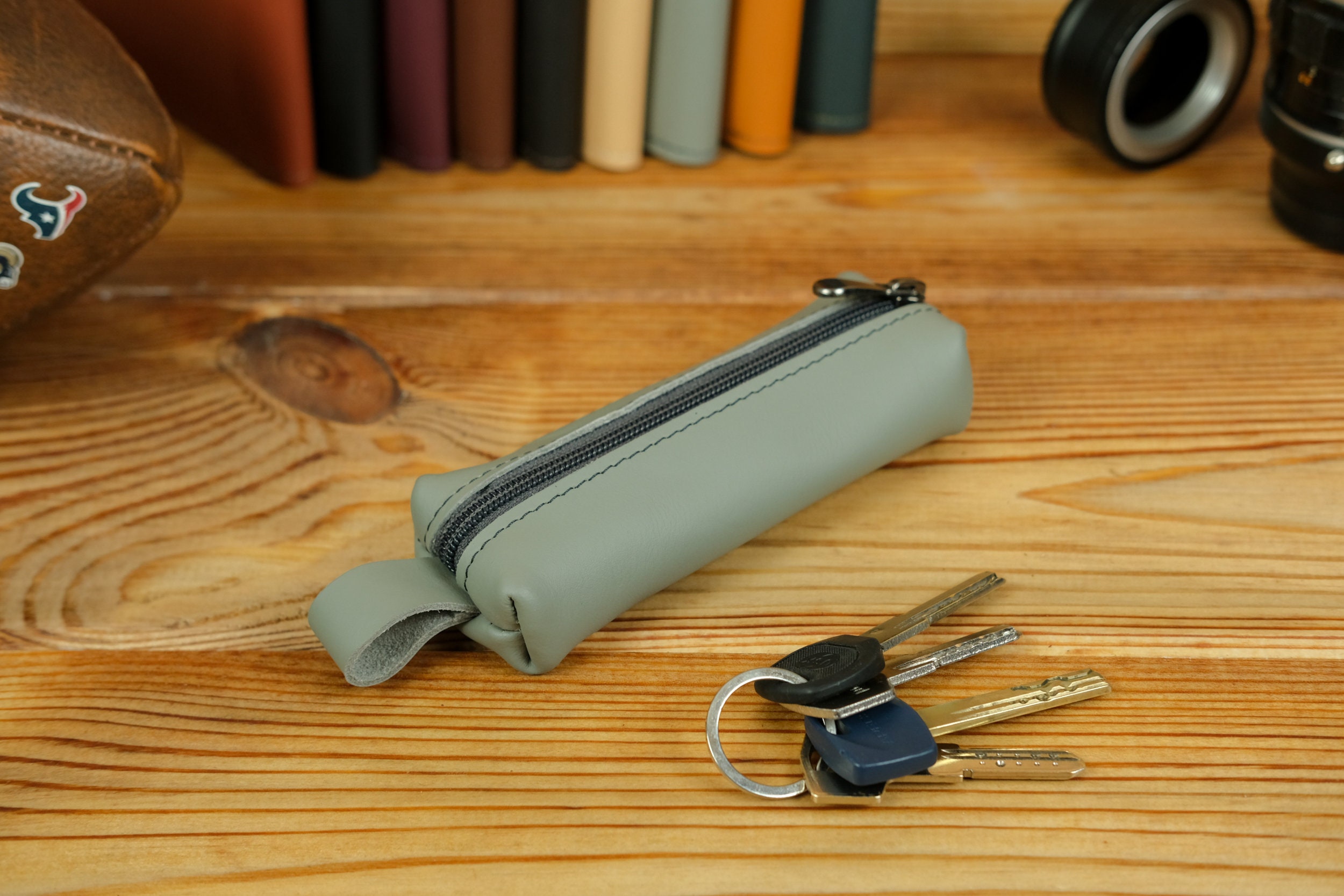 Leather Keychain Zippered Key Pouch Leather Key Bag Compact Etsy