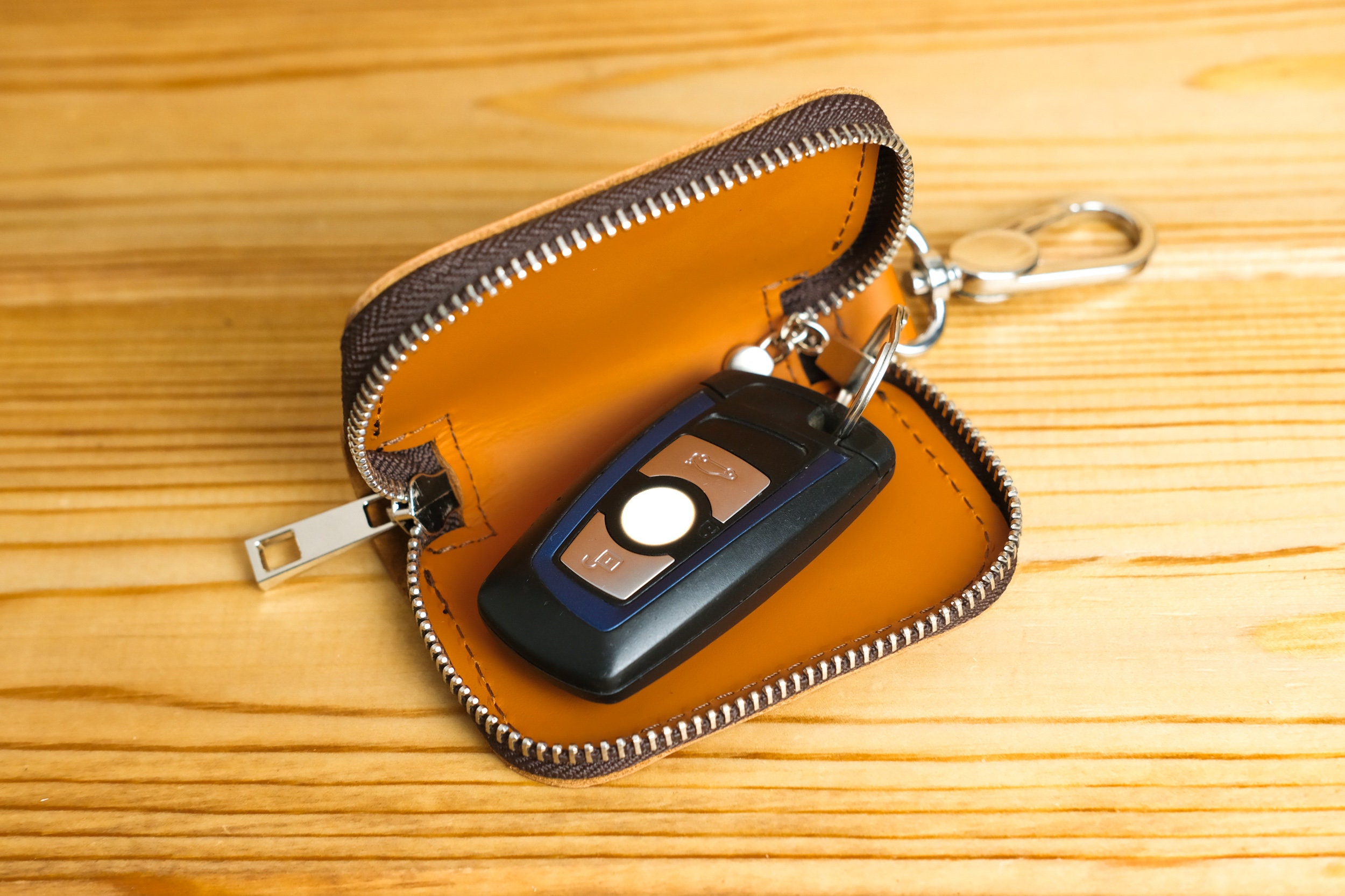 Personalized Leather Zipper Car Key Casekey Bagleather Key 