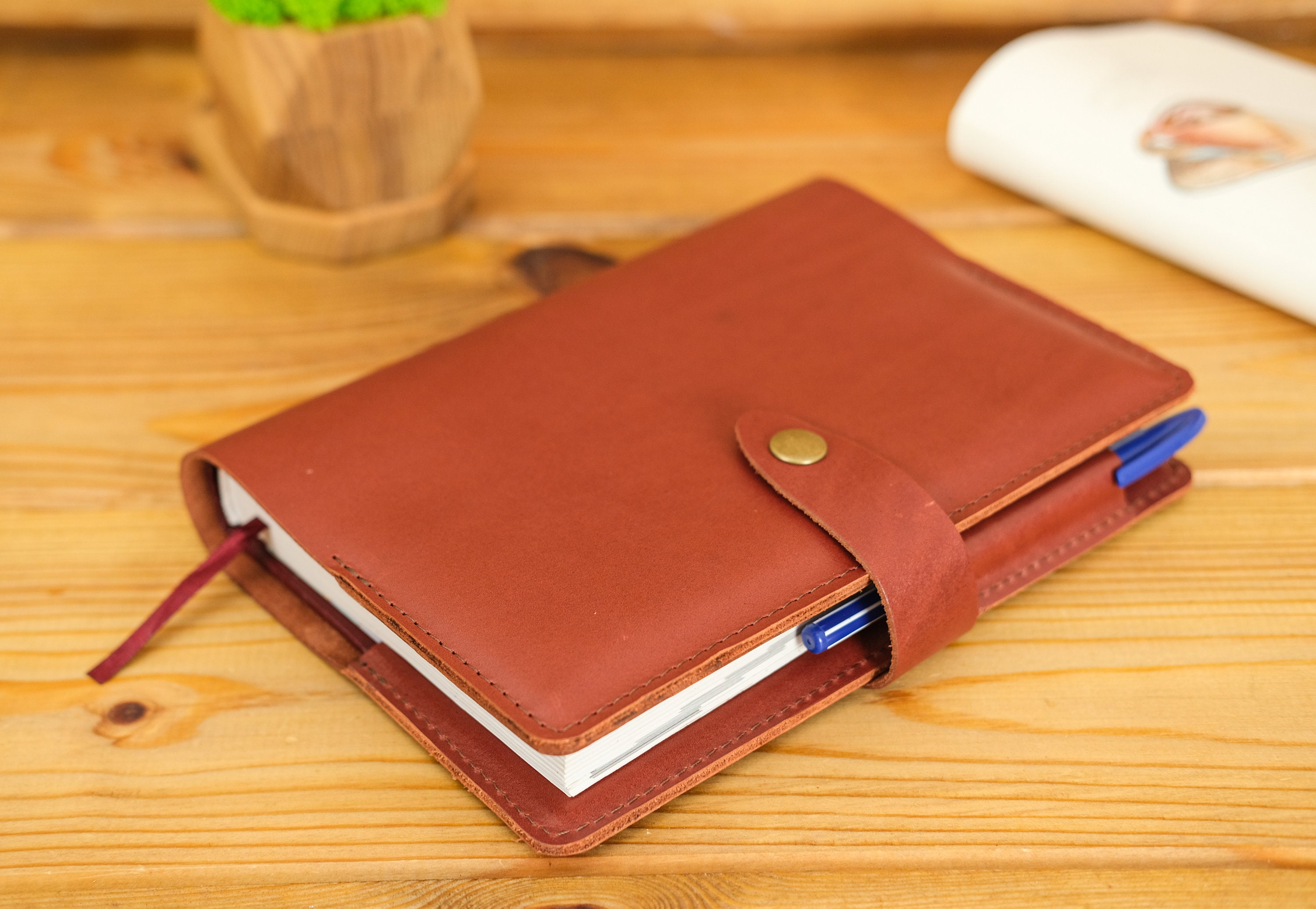 Red Leather A5 Hobonichi Cover / Hobonichi Mega Weeks Cover / B6 Slim  Planner Cover / Hobonichi Techo A6 Cover / Planner Accessories 