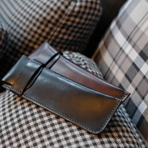 Small pencil case, Leather pencil case,  Compact leather pen holder, Personalized artist tools leather pouch with a flap
