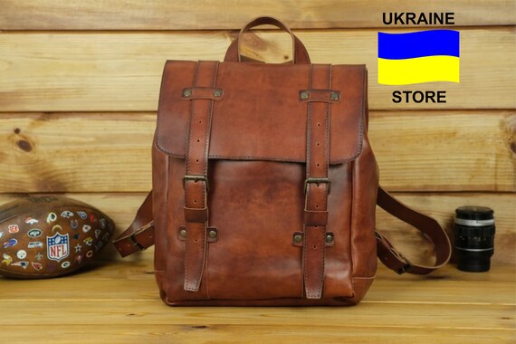 Leather rucksack bags deals