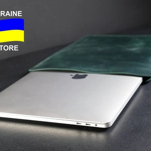 Personalized Leather MacBook Sleeve: Slim Laptop Cover