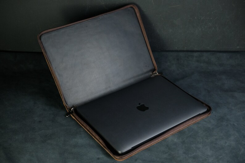 Leather Macbook Case Zippered Laptop Case Personalized Etsy