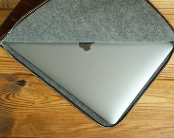 MacBook Pro M3 2023 Tasche, Filz-Laptoptasche, Ledertasche mit