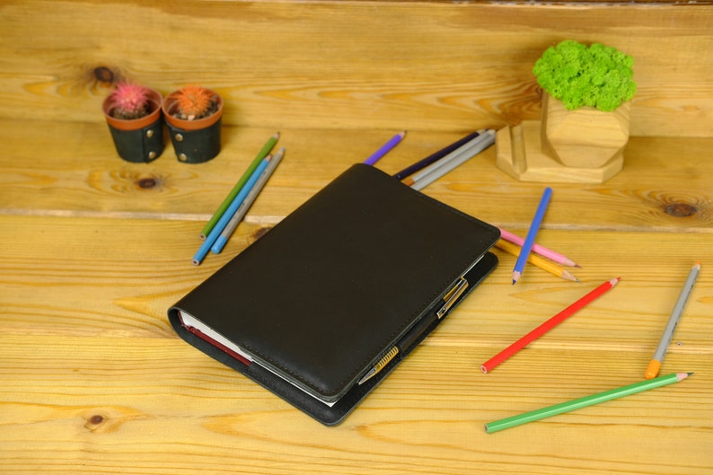 Leather Notebook Cover Free Personalization, Vintage leather journal cover A5, Simple notebook cover a5, Moleskine cover, Hobonichi Techo Black