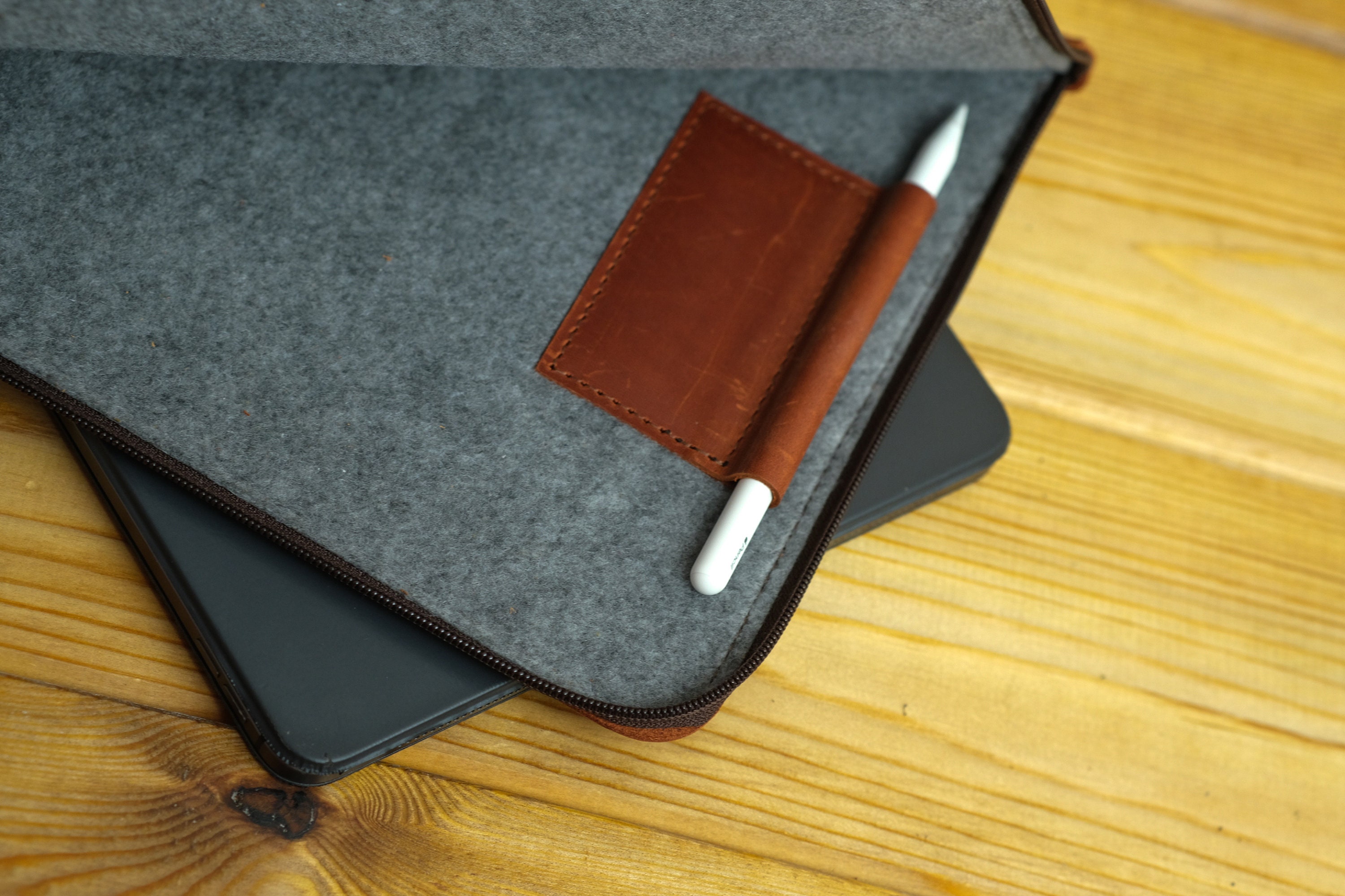 Zippered Leather Case for Ipad Pro 12.9 2021 W/ Apple Pencil Etsy
