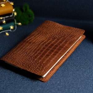 Crocodile Print Leather Journal Cover: A5 Planner, Custom Size