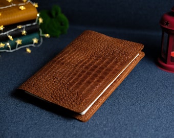 Funda de cuero con estampado de cocodrilo para agenda: tamaño A5, tamaño personalizado.