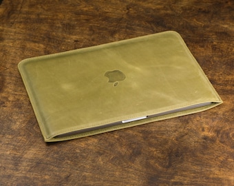 Folded Edge Leather MacBook Sleeve, Wide Opening Laptop Case, Slim MacBook Air Pro Neo Cover