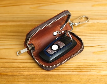 Funda de cuero personalizada para llave de coche gratis: Estuche con cremallera para llaves
