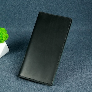 Cartera fina de cuero, Cartera plegable, Cartera larga de cuero para hombre y mujer, Bolsillo para pasaporte, Cartera de diario, Regalo personalizado