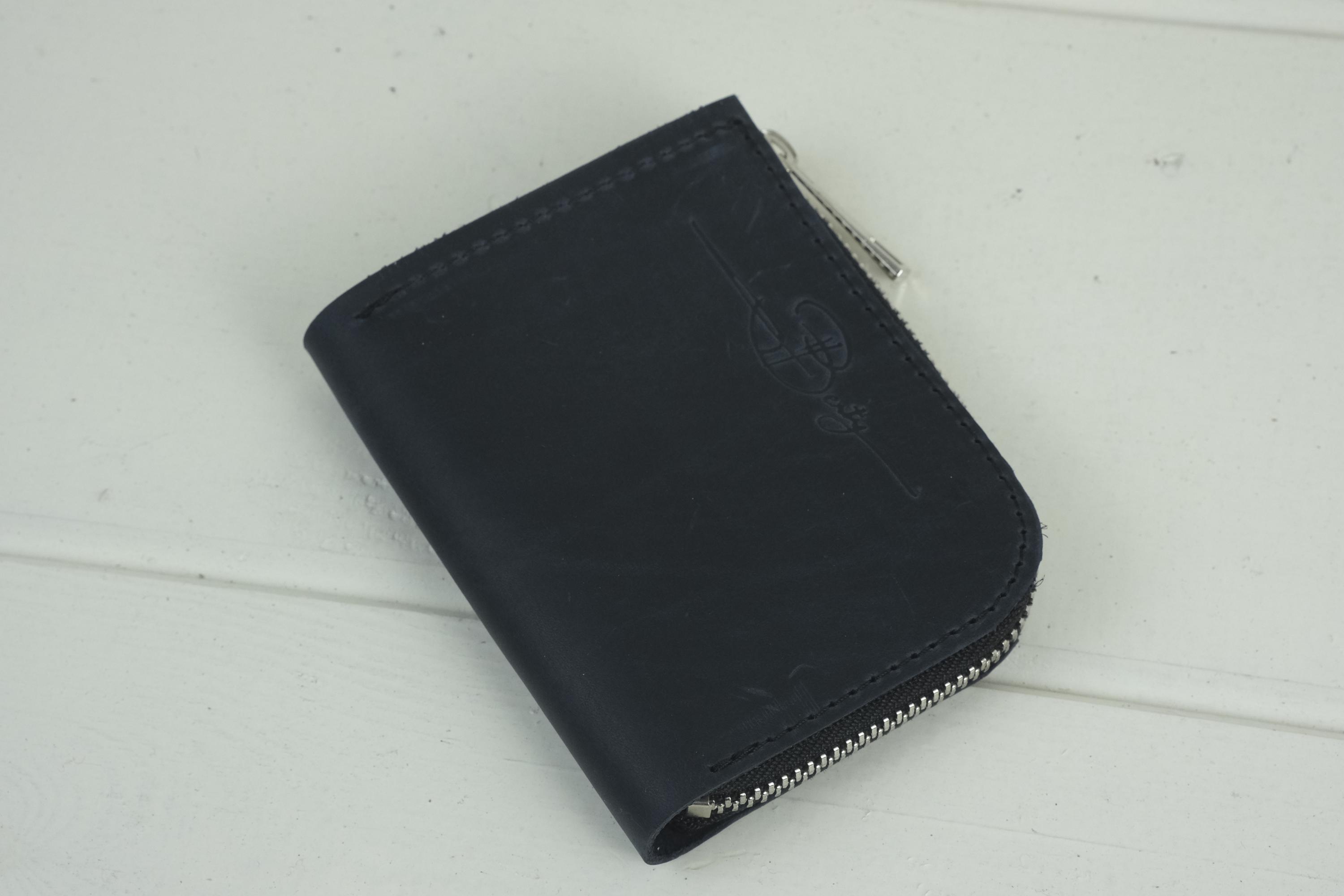 Small Leather Zipper Wallet – Handmade Compact Wallet With Two ...