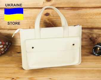 Sac en cuir pour MacBook Air 2021, Cuir blanc, Housse pour ordinateur portable 16 pouces, Sac beige style bureau, MacBook Pro M1 2020, Grande poche