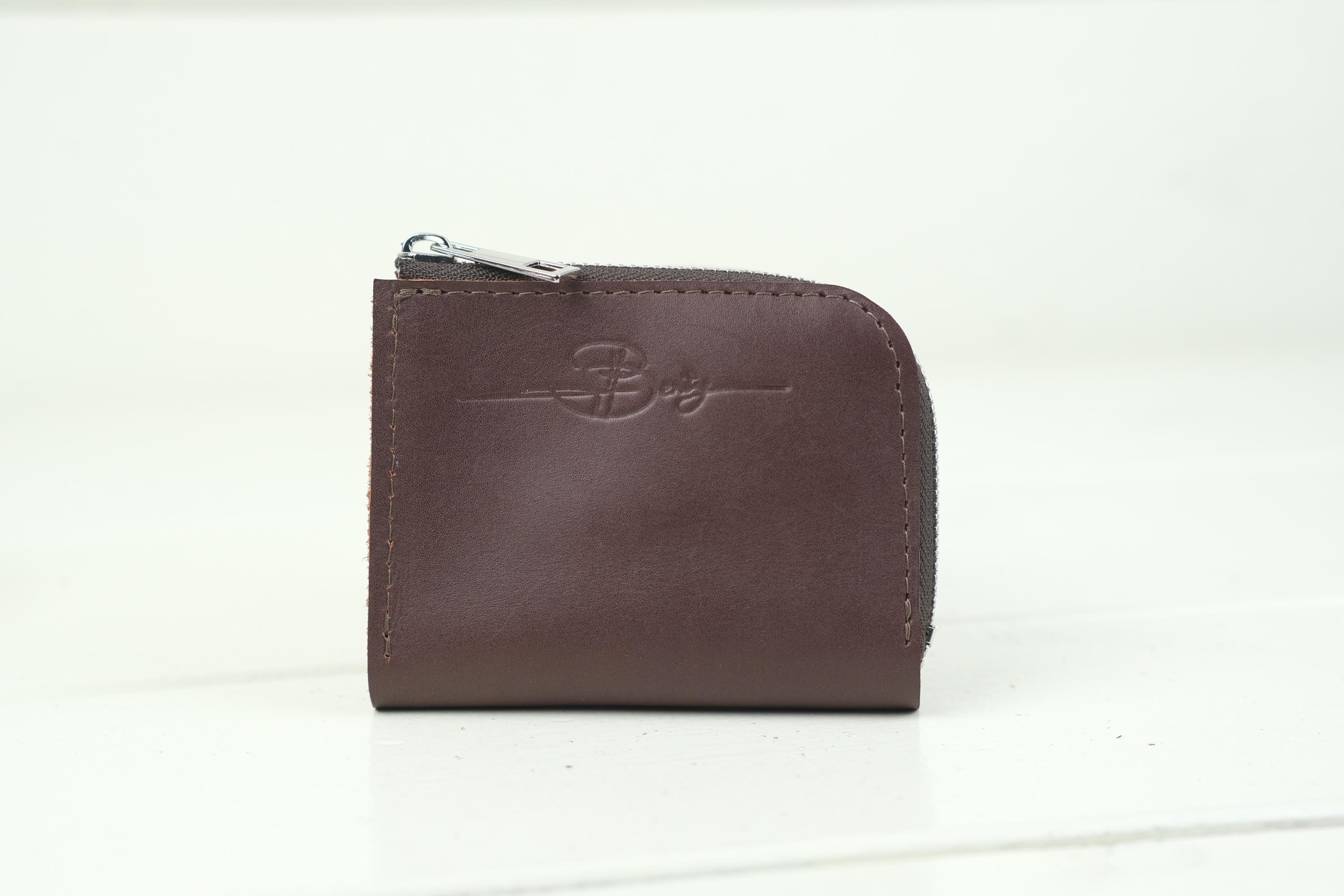 Small Leather Zipper Wallet – Handmade Compact Wallet With Two ...