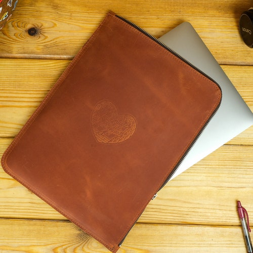 Zippered Leather Sleeve for Macbook Air 13 M1 16 Inch Laptop Etsy