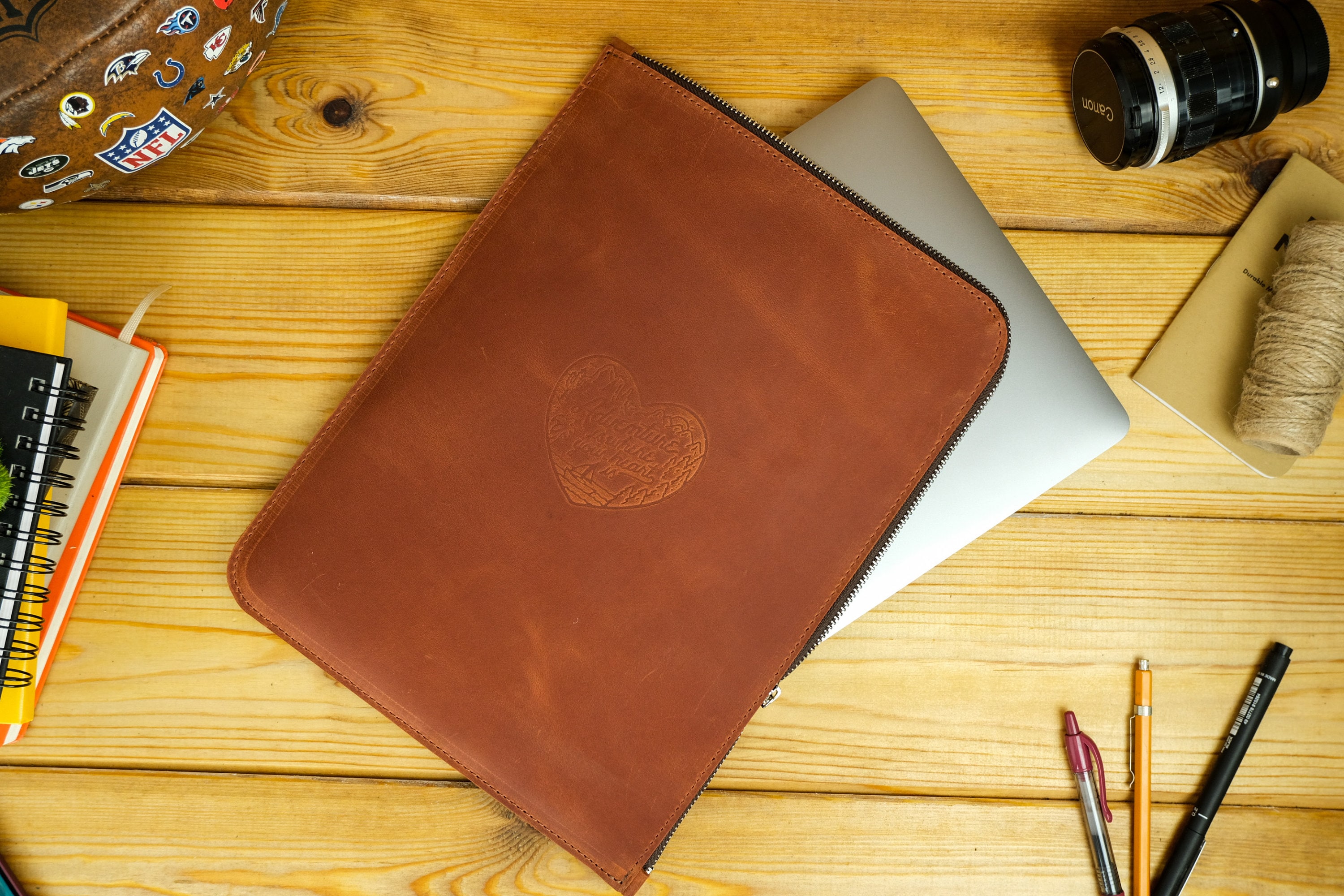 Zippered Leather Sleeve for Macbook Air 13 M1 16 Inch Laptop Etsy