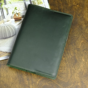 Personalization Leather notebook cover, Vintage journal case A6, Planner Cover A5 B6 A4 B5, Custom Size, Corporate Gifts with Logo Green