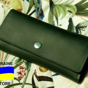 Leather Wallet, Handmade wallet with 12 card slots, Long wallet with a coin pocket, Gift for her, Large wallet