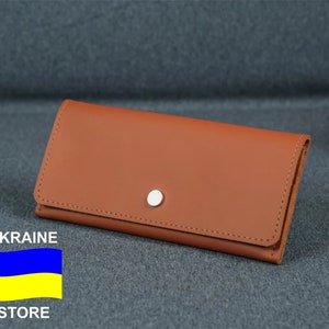 Cartera alta personalizada, Carteras finas de cuero, Cartera larga para mujer, Carteras minimalistas de cuero, Bolsillo con cremallera, Iniciales gratis