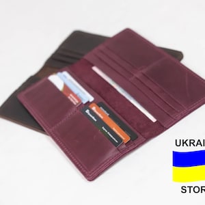 Cartera para tarjetas de crédito, Cartera larga de cuero para hombre y mujer, Cartera fina de cuero hecha a mano, 12 bolsillos para tarjetas, Regalo personalizado