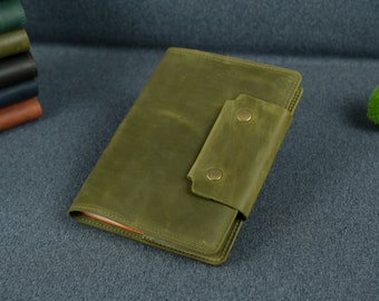 Leather Journal Cover: A5 Notebook, Hobonichi, Leuchtturm1917, Strap Closure, Free Initials