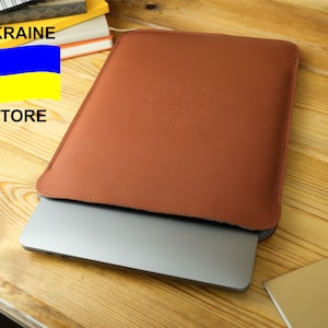 Felt lining laptop case, Leather sleeve MacBook Air 13 2025, 16 inch Laptop Case, MacBook Pro 14, Personalized cover, Leather+Felt inside