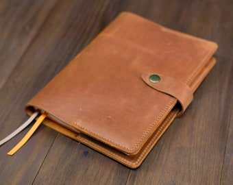 Personalized Full-Grain Leather Journal Cover: A6 A5 Notebook