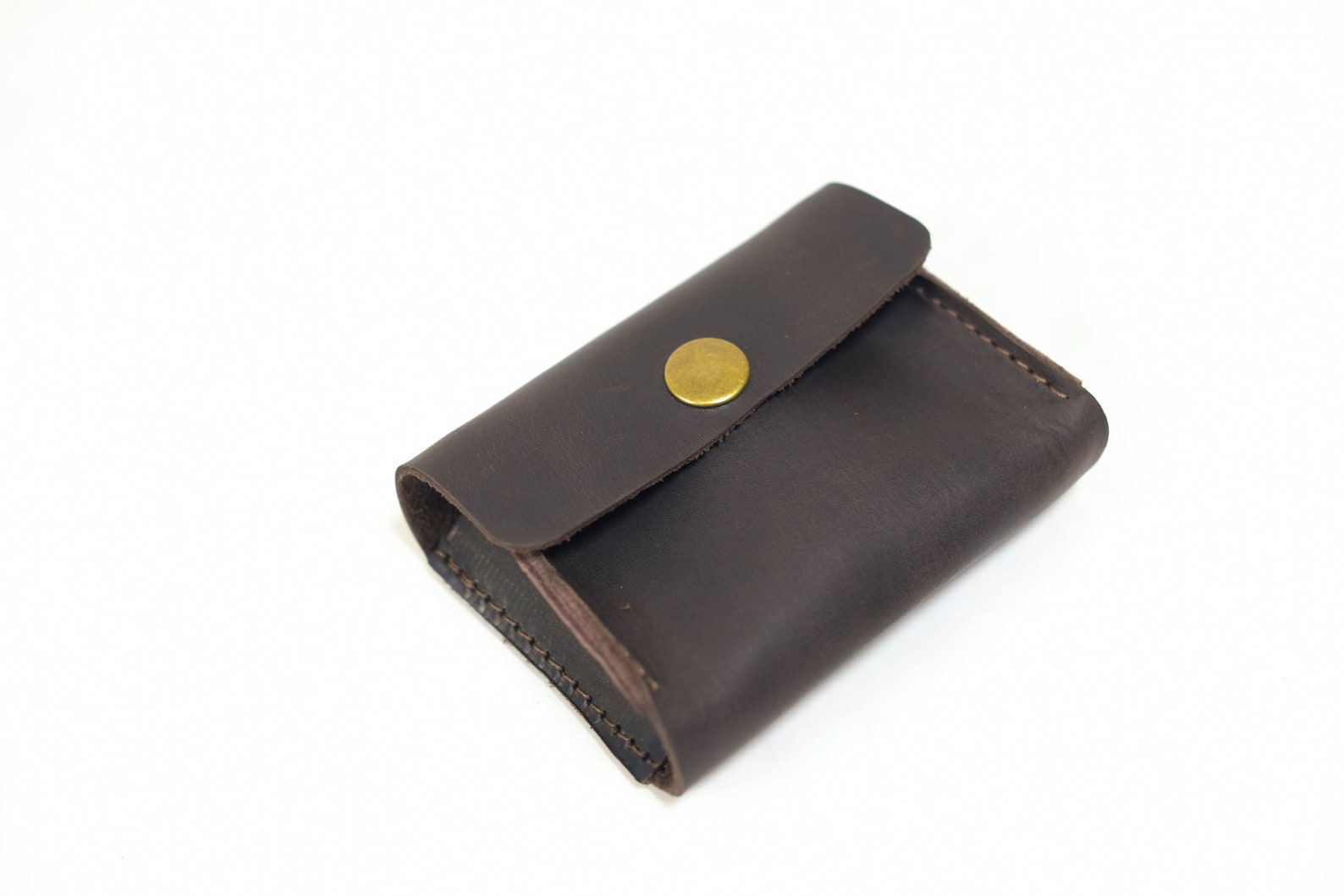 Leather Card Holder Card Holder With Button Leather Business - Etsy