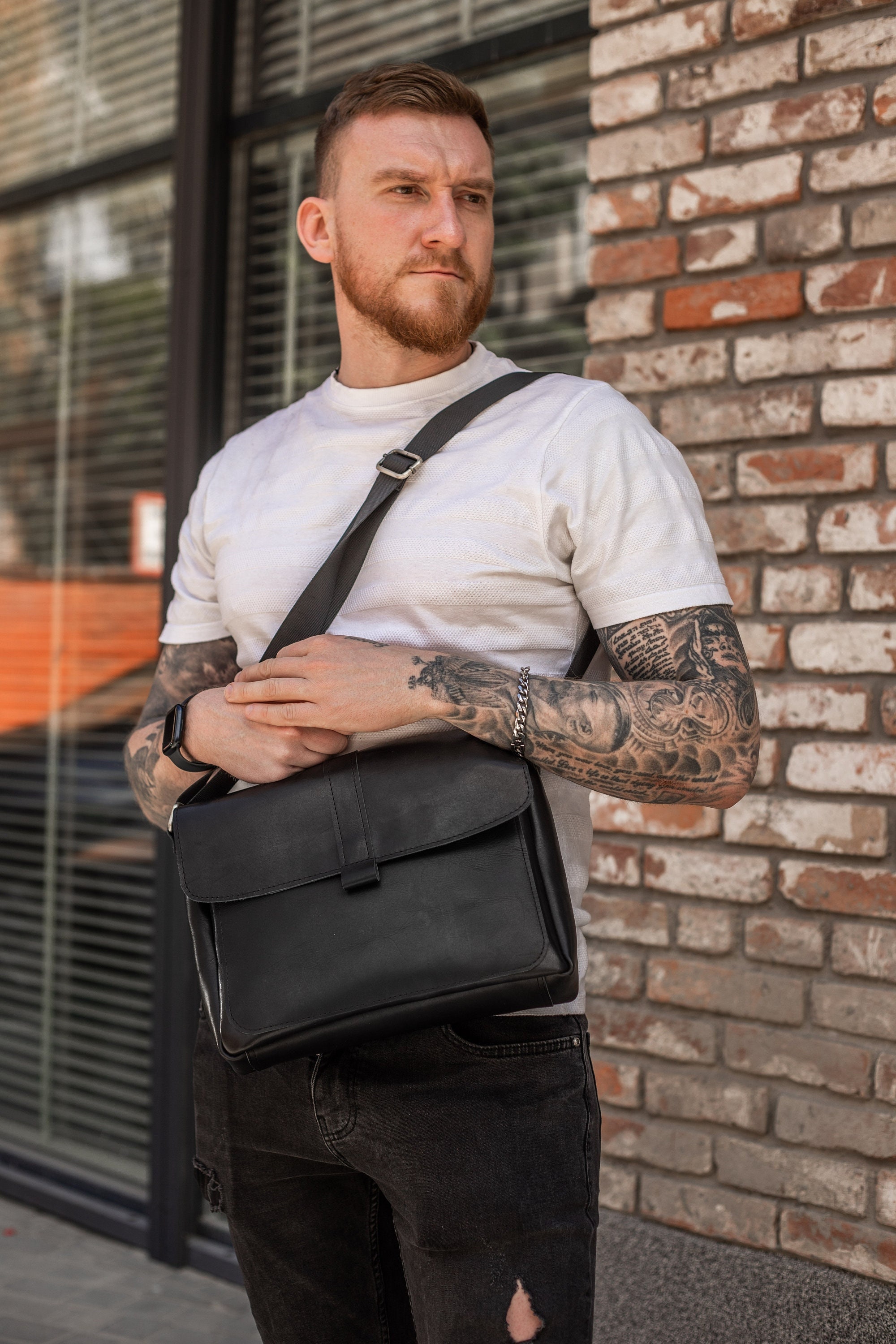 Personalized Shoulder Bag Gift for Him Leather Crossbody Bag -  Denmark