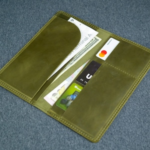 Cartera de viaje personalizada, Carteras plegables de cuero delgadas, Cartera larga para mujer, Carteras de cuero para hombre, Cartera de viaje de cuero para ella