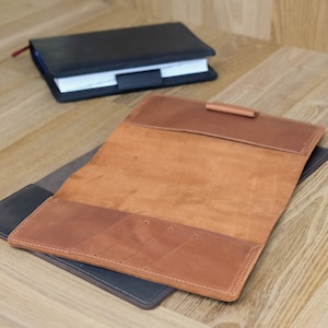 Housse en cuir pour ordinateur portable, personnalisation gratuite, couverture de journal en cuir vintage A5, couverture de cahier simple A5, couverture Moleskine, Hobonichi Techo image 2