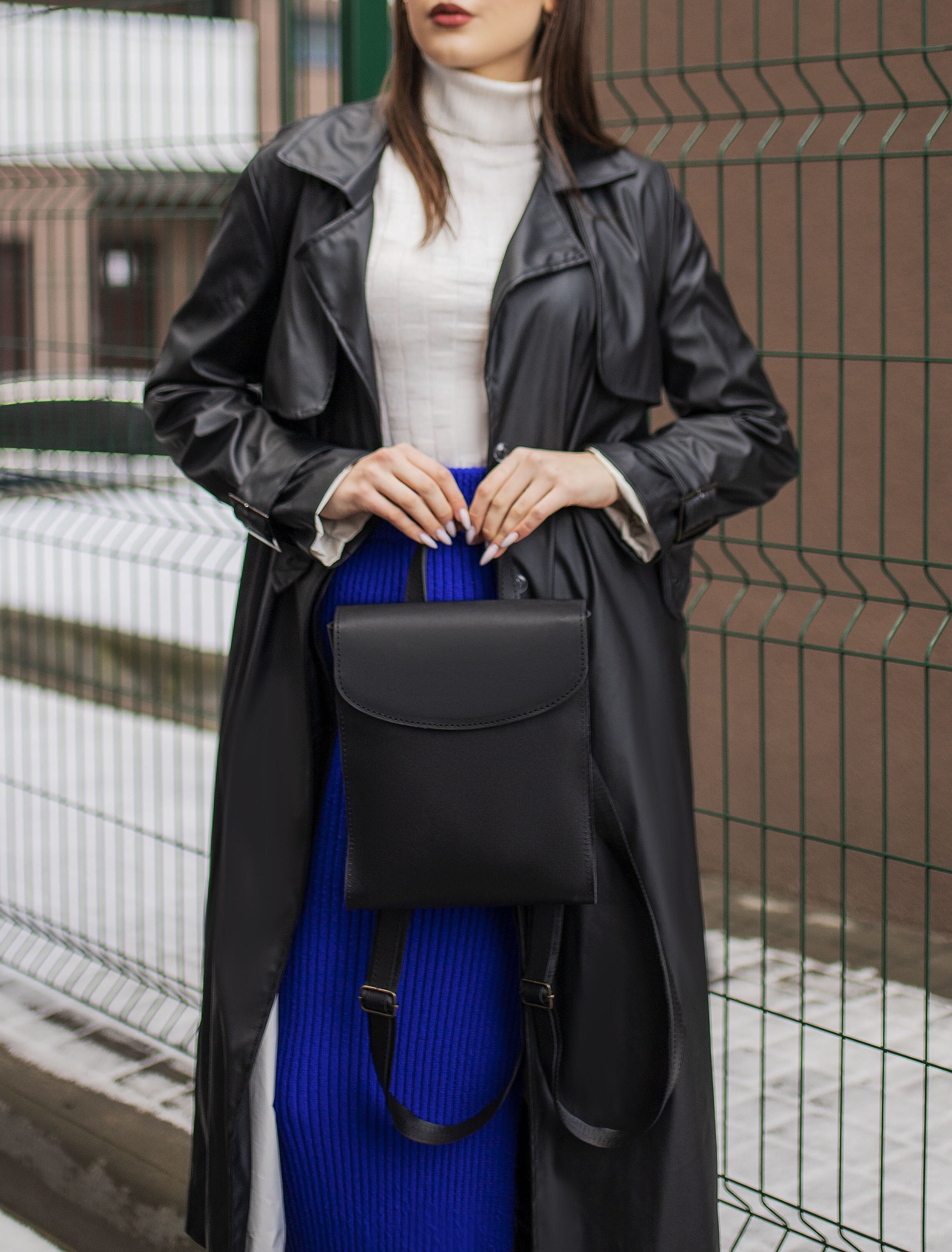 Compact leather backpack, Minimalist bag, Leather Backpack, City bag, Everyday backpack, Gift for her