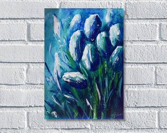 Pintura abstracta Obra de arte original Arte de pared abstracta azul y oro Pintura acrílica Pintura acrílica Pintura original Pintura original