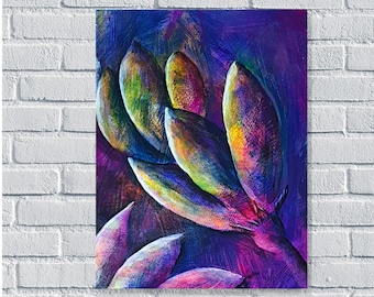 Tulip Painting Original Art Abstract Artwork Wall Decor 14 by 11by Kunstquelle