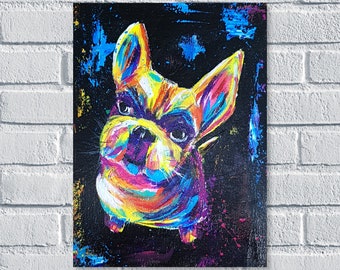 Pop Art Painting French Bulldog Art Original Artwork 10by 8 by Kunstquelle