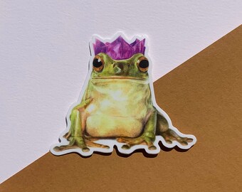 Charming Frog Sticker, Animals in Hats, Vinyl Sticker