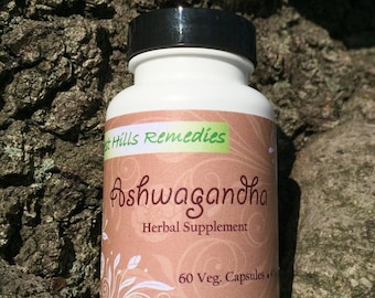 Organic Ashwagandha Vegan Capsules, 100% Pure Organic Root Powder, Retail and Wholesale