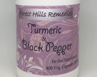 Organic Turmeric & Black Pepper Capsules, Vegan Herbal Supplement