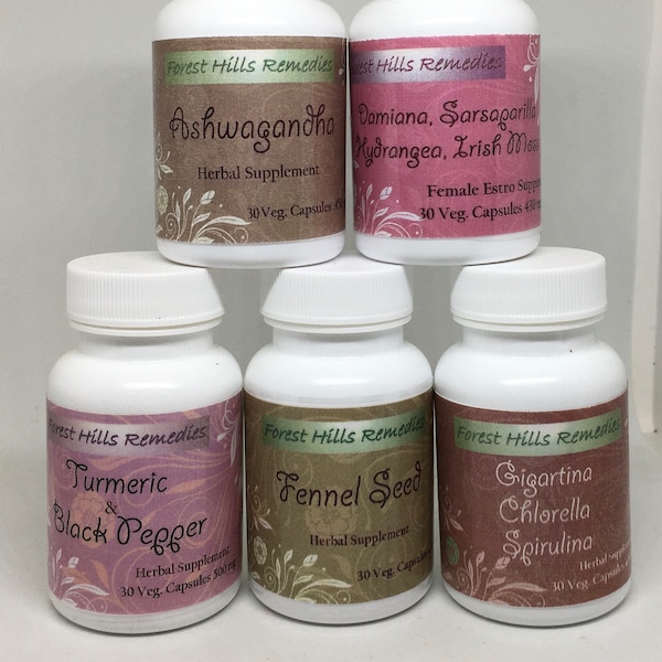 Suplementos herbales veganos, Forest Hills Remedies, 30 cápsulas
