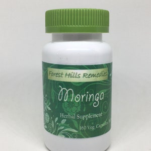 Organic Moringa Leaf Powder Vegan Capsules, 100% Pure, Retail and Wholesale image 1