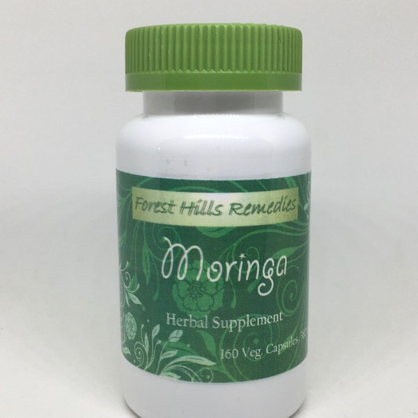 Organic Moringa Leaf Powder Vegan Capsules, 100% Pure, Retail and Wholesale