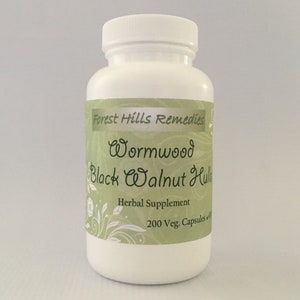 Black Walnut Hulls and Wormwood, Vegan, Kosher, Halal Capsules, Retail and Wholesale