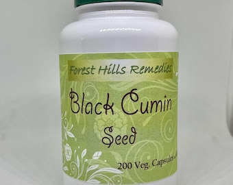 Pure Black Cumin Seed Powder Vegan Kosher Halal Capsule, Nigella Sativa, Black Seeds, no additives